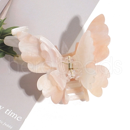 Double Butterfly Shape Cellulose Acetate(Resin) Claw Hair Clips PW-WG38307-06-1