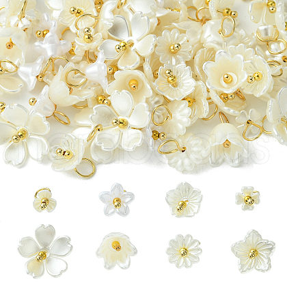 80Pcs 8 Styles ABS Plastic Imitation Pearl Pendants KY-CJ0001-95-1
