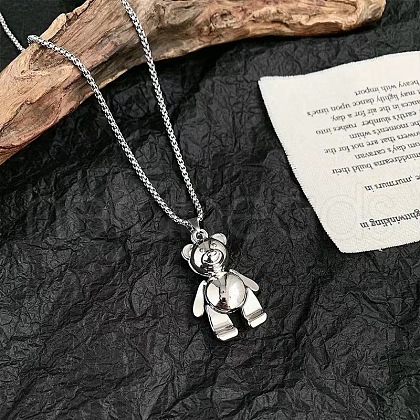 Alloy Bear Pendant Necklaces FS-WGADD22-01-1