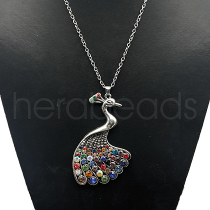 Alloy Rhinestone Pendant Necklaces QD9835-10-1