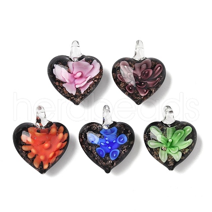 Handmade Gold Sand Lampwork Pendants LAMP-D302-02-1