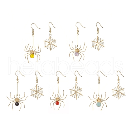 Natural Gemstone Dangle Earrings EJEW-JE05189-1