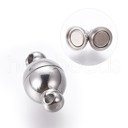 Tarnish Resistant 304 Stainless Steel Magnetic Clasps with Loops STAS-K006-6mm-04C-1