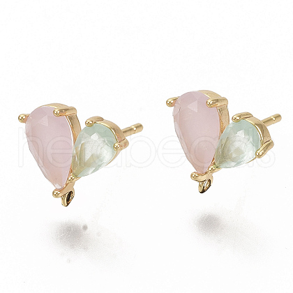 Brass Cubic Zirconia Stud Earring Findings X-KK-T050-60G-NF-1