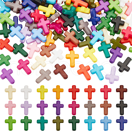 120Pcs 24 Colors Opaque Acrylic Beads SACR-LP0001-01-1