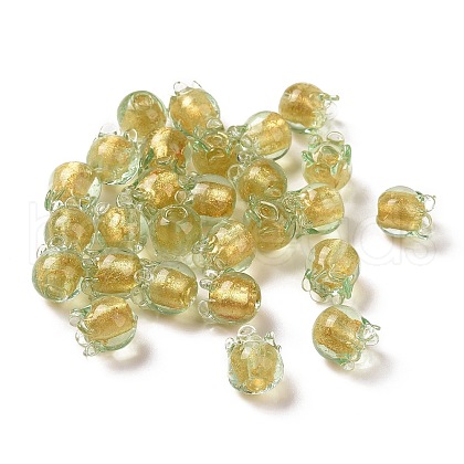 Handmade Gold Foil Lampwork Glass Beads X1-LAMP-G158-02B-1