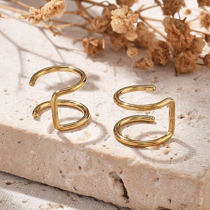 304 Stainless Steel 2 Line Hoop Clip on Nose Rings AJEW-A062-07G-1