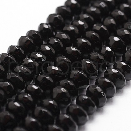 Natural Black Onyx Beads Strands G-P161-23-8x5mm-1