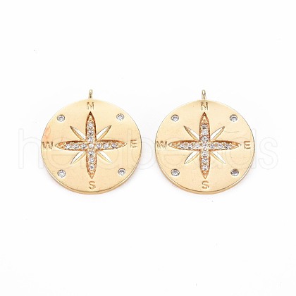 Brass Micro Pave Clear Cubic Zirconia Pendants KK-S356-703-1
