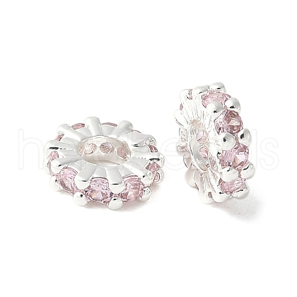 Brass Micro Pave Cubic Zirconia Beads KK-A253-11S-03-1
