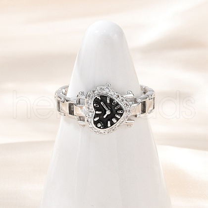 Brass Micro Pave Clear Cubic Zirconia with Enamel Cuff Rings RJEW-Z094-01P-02-1