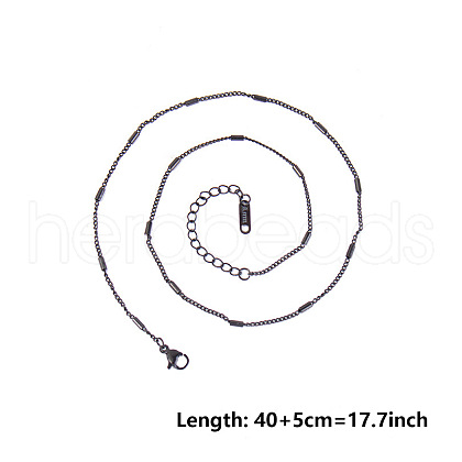 2mm Unisex 304 Stainless Steel Curb Chains Necklaces with Tube IM8182-4-1