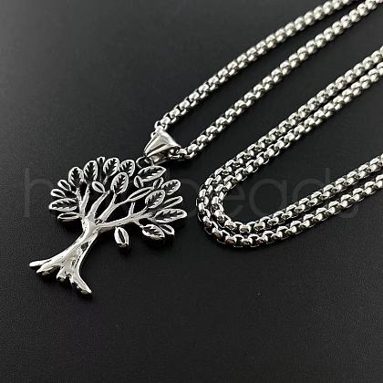 Vintage Punk Style Apple Tree Wishing Tree Hip-hop Pendant Stainless Steel Necklaces MB7398-1