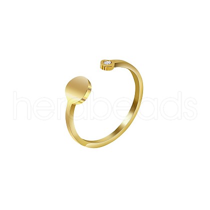 Stylish Adjustable Stainless Steel Flat Round Cuff Rings for Women CD3807-6-1