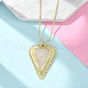 Brass Micro Pave Clear Cubic Zirconia Heart Pendant Necklaces for Women NJEW-D306-04G-B-1