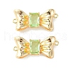Brass Pave Cubic Zirconia Connector Charms KK-L208-01G-04-2
