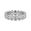 Anti-Tarnish Rhodium Plated 925 Sterling Silver Oval Finger Ring RJEW-Z040-14P-1