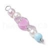 4Pcs 4 Colors Acrylic Pearl & Natural Green Aventurine & Natural Sunstone & Cherry Quartz Glass & Natural Ametrine Gemstone Chip Heart Connector Charms PALLOY-JF03340-02-4