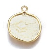 Hammered Brass Micro Pave Clear Cubic Zirconia Pendants ZIRC-Z003-16G-3
