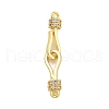 Rack Plating Brass Micro Pave Clear Cubic Zirconia Hook Clasps KK-F876-16G-1