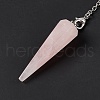 Natural Rose Quartz Hexagonal Pointed Cone Dowsing Pendulum Pendants G-G983-05P-02-4