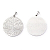 Flat Round with Tree of Life 304 Stainless Steel Pendants STAS-F016-02P-2