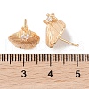 Brass with Clear Cubic Zirconia Stud Earring Findings KK-G491-57B-G-3