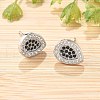 Brass Micro Pave Cubic Zirconia Stud Earrings for Women EJEW-G428-11P-02-3