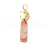 Natural Crazy Lace Agate/Map Stone/Flower Amazonite/Wood Lace Stone Rectangle Pendants PALLOY-JF02973-3