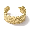 PVD Vacuum Plating 201 Stainless Steel Leaf Open Cuff Rings for Unisex RJEW-C092-28G-2