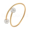 Ion Plating(IP) 304 Stainless Steel & Polymer Clay Crystal Rhinestone Round Beads Open Cuff Bangles BJEW-M042-06G-2