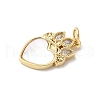 Brass Pave Natural White Shell Pendants KK-S522-18G-2
