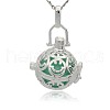 Silver Color Plated Brass Hollow Round Cage Pendants KK-J216-16S-1