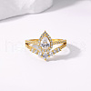 Brass Micro Pave Cubic Zirconia Double Layer Finger Rings IQ6889-5-3