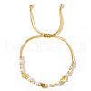 Cross Adjustable Plastic Imitation Pearl Braided Bead Bracelets for Women OW3783-3-1