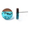 Transparent Resin & Walnut Wood Stud Earring Findings MAK-N032-007A-F01-4