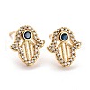 Hamsa Hand Cubic Zirconia Stud Earrings EJEW-E167-19G-1