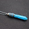 Synthetic Turquoise Faceted Bullet Point Pendant Necklaces FS-WG32EE9-10-1