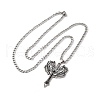 304 Stainless Steel Double Dragon Cross Sword Pendant Twisted Chain Necklaces for Men NJEW-S440-02AS-2