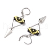 Triangle with Eye Brass Glass Seed Beaded Leverback Earrings EJEW-MZ00452-04-4
