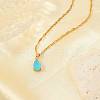 Fashionable Brass Pave Glass Teardrop Pendant Necklaces UU4380-8-1