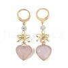 Natural Mixed Gemstone Heart & Bowknot Drop Earrings EJEW-JE05388-10