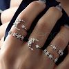 5Pcs Moon & Flower Alloy with Crystal Rhinestone Cuff Rings FS-WGA9DDB-01-1
