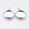 Tarnish Resistant 304 Stainless Steel Pendant Cabochon Settings X-STAS-I069-37-14MM-1