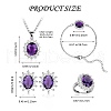 Cubic Zirconia Oval Pendant Necklace & Link Bracelet & Cuff Ring & Stud Earrings SJEW-SZC0001-01E-2