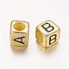 Golden Cube Mixed Letters Acrylic Beads for Necklace Making X-PB43C9308-G-2