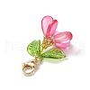 Flower Glass Pendants Decorations HJEW-MZ00213-04-5