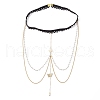 Brass Clear Cubic Zirconia Layered Sun Butterfly Tassel Thigh Leg Chains AJEW-AN00638-4