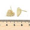 Heart Brass Micro Pave Clear Cubic Zirconia Stud Earrings EJEW-G433-02G-5