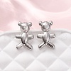 Bear Brass Stud Earrings EJEW-D322-04P-1